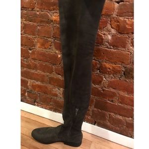 Hunter Green Felt Over the Knee Boots